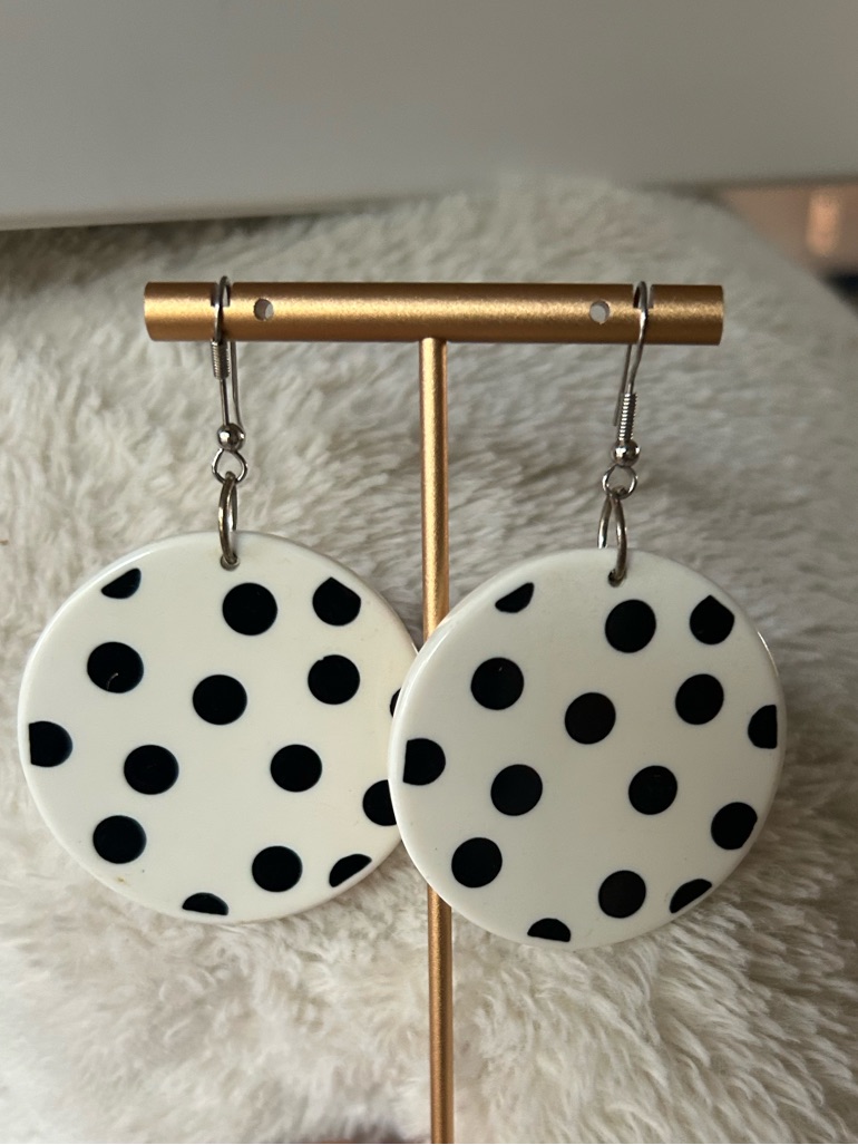 & Other Stories White And Black Polka Dot Round Drop Earrings